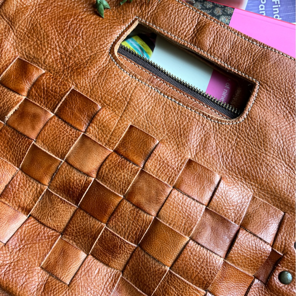 BED|STU Woven Leather Crossbody Bag in Cognac Tan - Picture 7 of 16